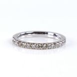 A modern 18ct white gold diamond half eternity ring, set with round brilliant-cut diamonds, total