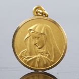 An Italian 18ct gold Madonna pendant, height excluding bale 19.3mm, 2.4g Excellent original