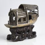A late 19th/early 20th century Chinese export silver model pleasure boat, by Zee Wo of Shanghai,