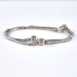 2 Pandora sterling silver charm bracelets, with unusual double adjoining bracelet charm, bracelet