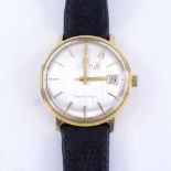 TISSOT- a Vintage gold plated Visodate Seastar Seven mechanical wristwatch, brushed silvered dial