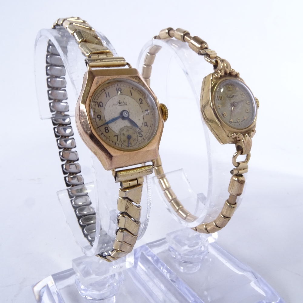 RENOWN - a lady's Vintage 9ct gold mechanical wristwatch, silvered dial with gilt eighthly Arabic - Image 2 of 5