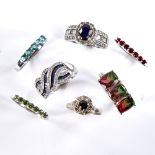 7 modern sterling silver stone set rings, 21.3g total (7) Generally good original condition, all