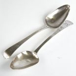 A pair of George III silver Old English pattern tablespoons, bright-cut engraved handles, maker's