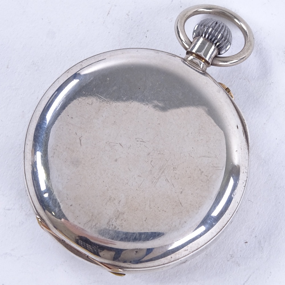 A late 19th century Swiss silver-cased open-face top-wind chronometer pocket watch, white enamel - Image 2 of 5