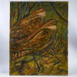 Aubrey Williams, oil on canvas, nightjars, signed and dated '69, 30" x 24", unframed Good condition,