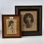 Dante Rossetti, print, portrait of Jane Morris, image 8.5" x 7", and Henry Ryland, print, jasmine,