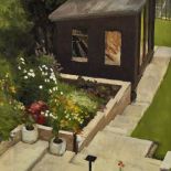 Kenneth Gorman, oil on board, my garden studio, signed, 24" x 18", framed Good condition