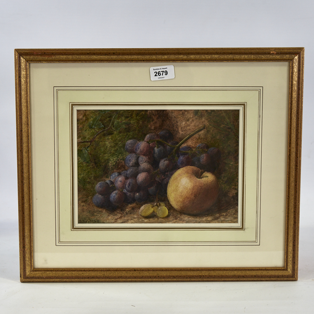 C H Slater, watercolour, still life fruit, signed, 7.5" x 10", framed Good condition - Image 4 of 8