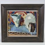 Alison Cross, oil on canvas board, still life, signed and dated 1991, 11" x 12.5", framed Good