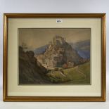 Lady Lucy Hume-Williams (1862 - 1948), watercolour, Italian hilltop town, 13.5" x 17", framed Slight