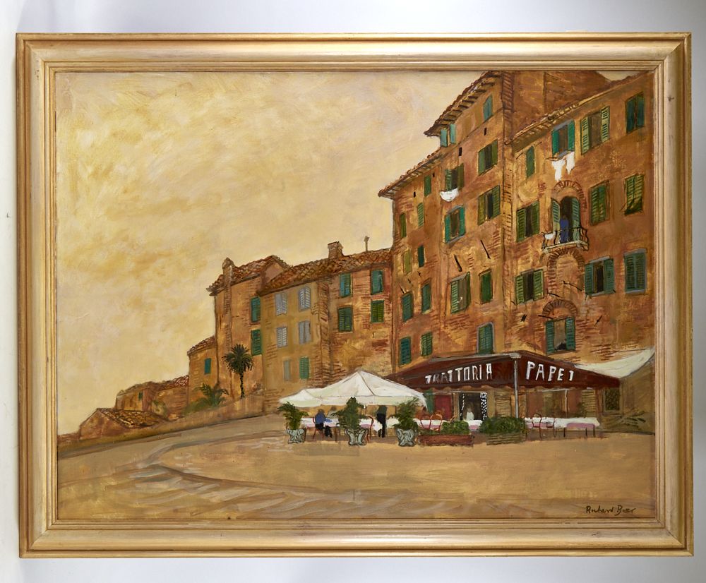 Richard Beer (1828 - 2017), oil on canvas, Piazza Del Campo, Sienna, signed, 30" x 40", framed - Image 2 of 8