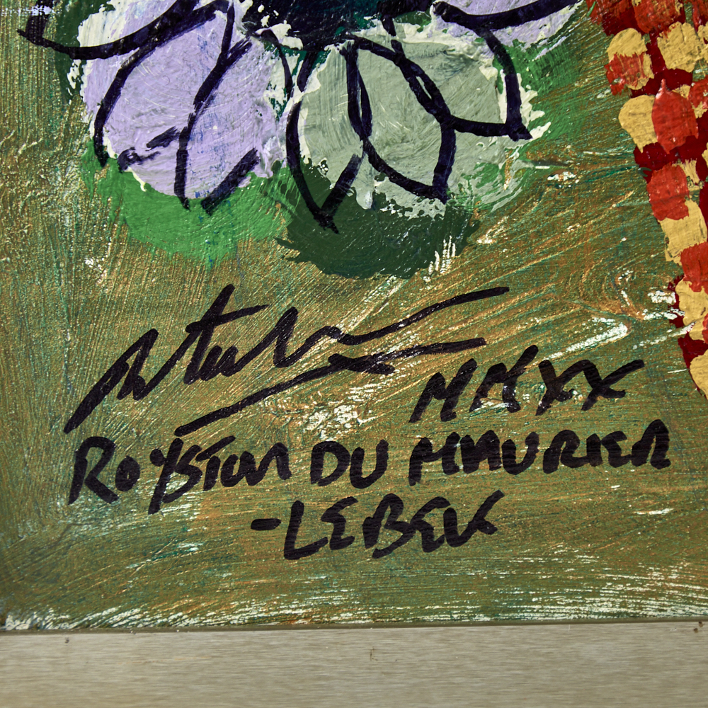 Royston Du Maurier Lebek, acrylic on board, still life, 27" x 24.5", framed Good condition - Image 6 of 8