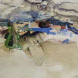 Martin Aynscomb Harris, mixed media on paper, abstract landscape, signed 19.5" x 29", framed Good