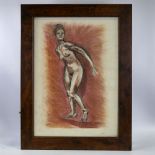 Coloured pastels, female nude, unsigned, circa 1960s, 27" x 19", framed Good condition