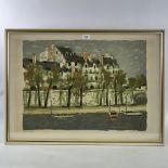 French School, colour print, river scene, indistinctly signed in pencil, from and edition of 25,