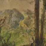 Frans Bakker (1871 - 1944), mountain landscape, signed and dated 1927, 7.5" x 10.5", framed Slight