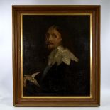 19th century oil on canvas, after Van Dyck, half length portrait of a gentleman, unsigned, 29" x