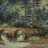 M Lois Mearns (1864 - 1917), watercolour, stone bridge, signed, 5.5" x 9", framed Slight paper