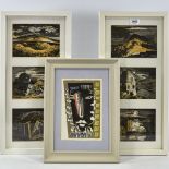 John Piper, 6 lithographs, scenes in Wales, 4.5" x 6.5" each, mounted in 2 frames, and abstract head