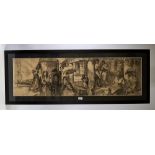 Alfred Palmer, panoramic charcoal on paper, study for a mural, RI Exhibition label verso, 14" x 47",