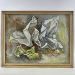 Cannon, gouache, abstract, crumpled paper, signed and dated '65, 18.5" x 24", framed Good condition