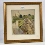 Norman Garstin (1847 - 1926), watercolour, Fittleworth Bridge Pulborough 1919, Exhibition label