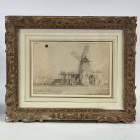 Attributed to John Sell Cotman (1782 - 1842), pencil drawing, old windmill, 7.5" x 11",