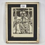 Christian Rohlfs (1849 - 1938), print, the prisoner, image 6.5" x 5", framed Good condition