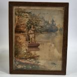 Suakim, watercolour, fishing scene, signed and dated 1884, 12" x 9.5", framed Paper discoloured