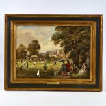 Frank Moss Bennett (1874 - 1953), oil on board, Cricket In 1790, signed and dated 1948, 9.5" x 13.