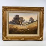 John Horswell, oil on canvas, landscape, signed, 12" x 16", framed Good condition