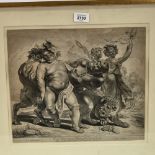 P Soutman after Rubens, engraving, Classical figures, 11.5" x 13.5", framed Sheet has been trimmed