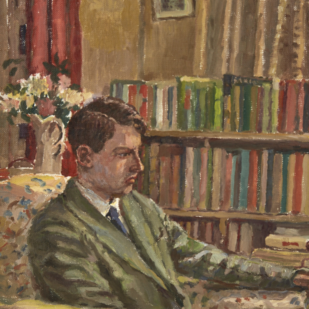 Donald H Floyd (1892 - 1965), oil on canvas, interior scene, signed, 16" x 20", unframed Good