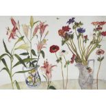 Elizabeth Blackadder, colour print, anemones and lilies, 1995, signed in pencil, image 15" x 20",