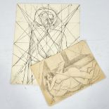 Marevna (Marie Vorobieff) (1892 - 1984), 2 pencil modernist studies, signed and dated 1953 (2)