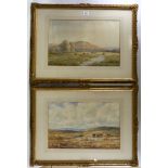 George Stanfield Walters, pair of watercolours, cattle in landscapes, signed, 12.5" x 9", framed