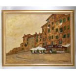 Richard Beer (1828 - 2017), oil on canvas, Piazza Del Campo, Sienna, signed, 30" x 40", framed