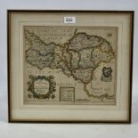 Richard Blome, hand coloured engraving, map of the North Ridinge Yorkshire, 1672, image 10" x 12",