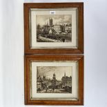 Edward Bird, 2 engravings, scenes in Bristol, 7.5" x 9.5", maple-framed Slight paper discolouration,