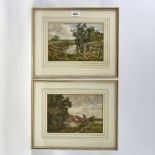 Edith Harms (1876 - 1943), pair of watercolours, landscapes, 1 signed, 7" x 10", framed Good