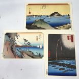 3 Japanese colour woodblock prints, unframed (3) Good condition