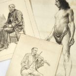 A folder of charcoal and pencil drawings, late 19th century