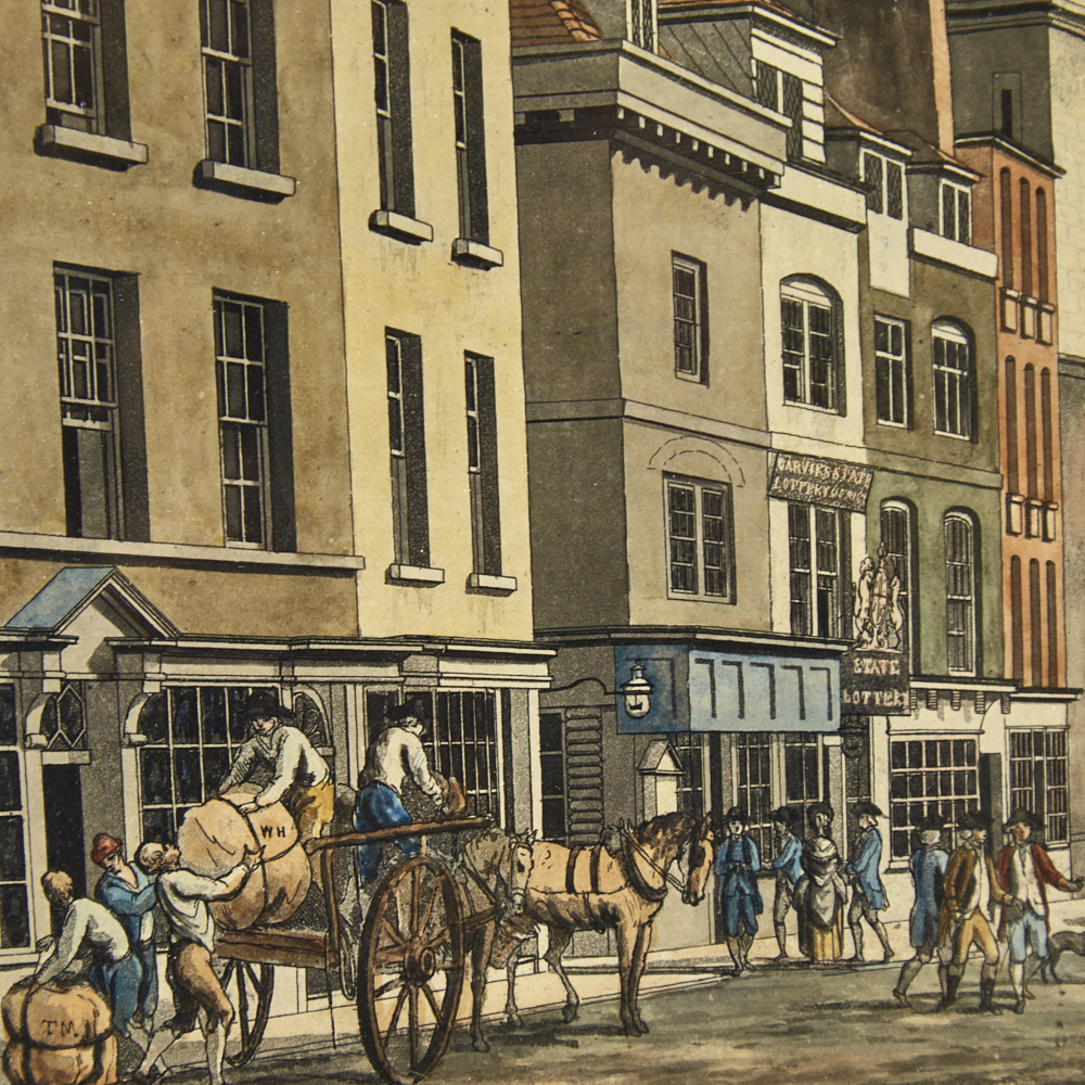 Thomas Malton, colour aquatint, view of the Bank from the Mansion House with the Church of St - Image 3 of 4