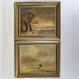 Jon Peaty (1914 - 1991), pair of oils on board, landscapes, 11" x 13.5", framed Good condition