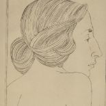 Eric Gill (1882 - 1940), copper engraving, portrait of a lady 1924, Cleverdon edition, signed and