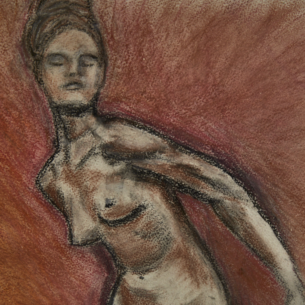 Coloured pastels, female nude, unsigned, circa 1960s, 27" x 19", framed Good condition - Image 3 of 4