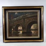 A Temple Cooper, oil on board, festival, signed, 20" x 24", framed Good condition