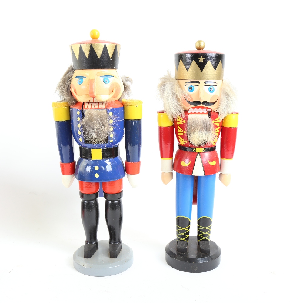 2 carved and painted wood nutcracker figures, largest height 34cm (2) - Image 2 of 2
