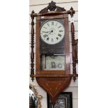 A Vienna Regulator wall clock, with marquetry decoration, inscribed D Warey Kirkburton, height 85cm